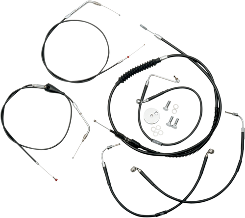 LA CHOPPERS LA-8006KT-13B Standard Black Vinyl Handlebar Cable/Brake Line Kit - 12"-14" Ape Hangers - '96-'07 Touring - 12"-14" Ape Hangers '96-'07 Touring