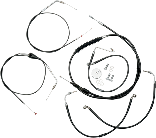 LA CHOPPERS LA-8006KT-16B Standard Black Vinyl Handlebar Cable/Brake Line Kit - 15"-17" Ape Hangers - '96-'07 Touring - 15"-17" Ape Hangers '96-'07 Touring