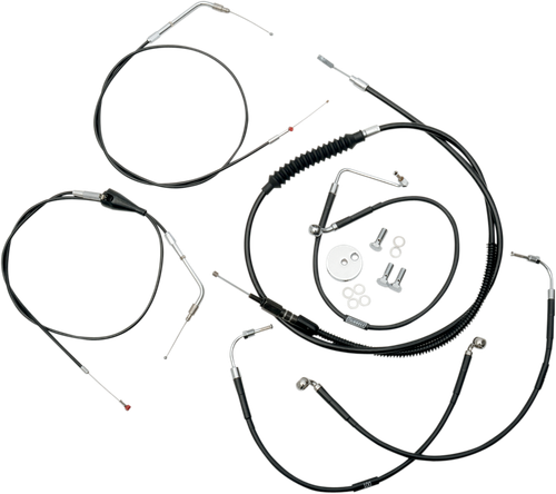 LA CHOPPERS LA-8005KT-13B Standard Black Vinyl Handlebar Cable/Brake Line Kit - 12"-14" Ape Hangers - '96-'07 FLH - 12"-14" Ape Hangers '96-'07 FLH