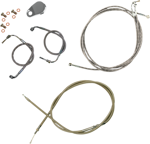 LA CHOPPERS LA-8050KT-13 Standard Stainless Braided Handlebar Cable/Brake Line Kit - 12"-14" Ape Hangers - '08-'13 FLTR - 12"-14" Ape Hangers '08-'13 FLTR