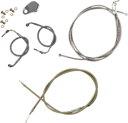 LA CHOPPERS LA-8051KT-13 Standard Stainless Braided Handlebar Cable/Brake Line Kit - 12"-14" Ape Hangers - '09-'13 FLH - 12"-14" Ape Hangers '09-'13 FLH