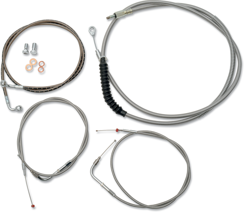 LA CHOPPERS LA-8220KT-13 Standard Stainless Braided Handlebar Cable/Brake Line Kit - 12"-14" Ape Hangers - '10-'17 FLD/FXDWG - 12"-14" Ape Hangers '10-'17 FLD/FXDWG