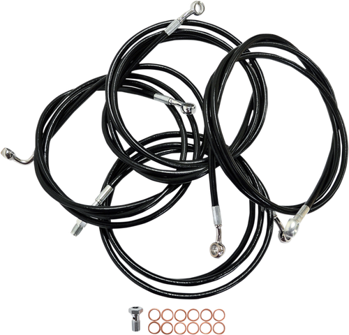 LA CHOPPERS LA-8052KT-13B Standard Black Vinyl Handlebar Cable/Brake Line Kit - 12"-14" Ape Hangers - '14-'16 FLH - 12"-14" Ape Hangers '14-'16 FLH