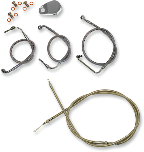 LA CHOPPERS LA-8011KT-16 Standard Stainless Braided Handlebar Cable/Brake Line Kit - 15"-17" Ape Hangers - '14-'16 FLHR - 15"-17" Ape Hangers '14-'16 FLHR