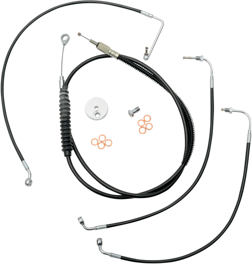 LA CHOPPERS LA-8011KT-16B Standard Black Vinyl Handlebar Cable/Brake Line Kit - 15"-17" Ape Hangers - '14-'16 FLHR - 15"-17" Ape Hangers '14-'16 FLHR
