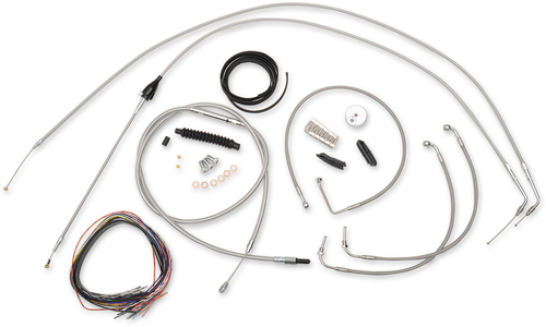 LA CHOPPERS LA-8005KT2A-16 Complete Stainless Braided Handlebar Cable/Brake Line Kit - 15"-17" Handlebars - '96-'06 FLH - 15"-17" Handlebars '96-'06 FLH