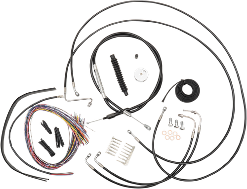 LA CHOPPERS LA-8050KT2-13B Complete Black Vinyl Braided Handlebar Cable/Brake Line Kit - 12"-14" Handlebars - '08-'13 FLTR - 12"-14" Handlebars '08-'13 FLTR