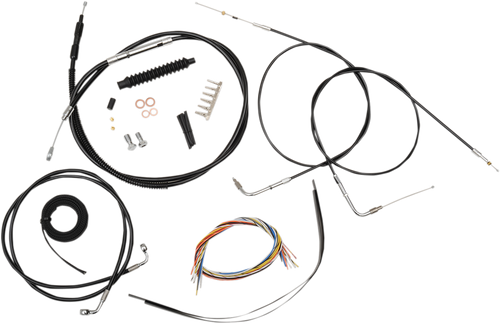 LA CHOPPERS LA-8100KT2-13B Complete Black Vinyl Braided Handlebar Cable/Brake Line Kit - 12"-14" Handlebars - '96-'06 Softail - 12"-14" Handlebars '96-'06 Softail