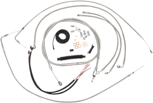 LA CHOPPERS LA-8150KT2-16 Complete Stainless Braided Handlebar Cable/Brake Line Kit - 15"-17" Handlebars - '11-'14 Softail - 15"-17" Handlebars '11-'14 Softail