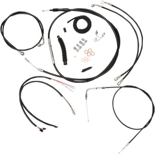 LA CHOPPERS LA-8150KT2-19B Complete Black Vinyl Braided Handlebar Cable/Brake Line Kit - 18"-20" Handlebars - '11-'14 Softail - 18"-20" Handlebars '11-'14 Softail