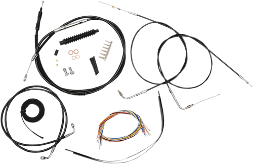 LA CHOPPERS LA-8210KT2A-16B Complete Black Vinyl Braided Handlebar Cable/Brake Line Kit - 15"-17" Handlebars - '07-'11 FXDB/C - 15"-17" Handlebars '07-'11 FXDB/C