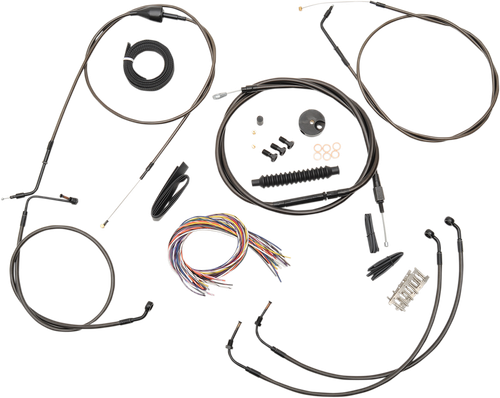 LA CHOPPERS LA-8006KT2A-16M Complete Midnight Braided Cable Kit - 15"-17" Handlebars - '96-'06 Touring - 15"-17" Handlebars '96-'06 Touring