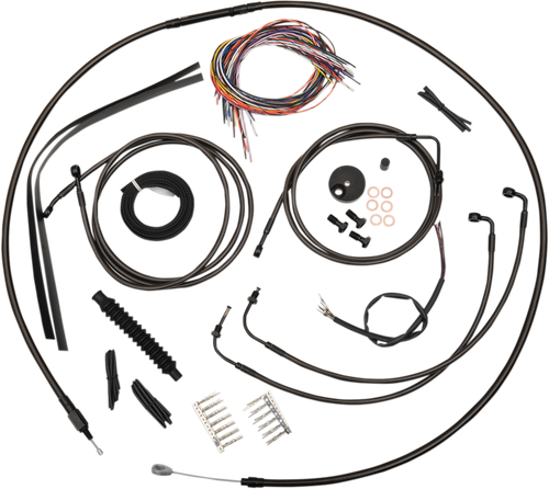 LA CHOPPERS LA-8051KT2-19M Complete Midnight Braided Cable Kit - 18"-20" Handlebars - ABS - '08-'13 Touring/Trike - 18"-20" Handlebars ABS '08-'13 Touring/Trike