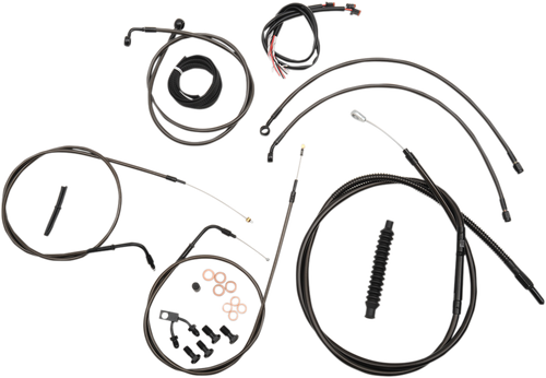 LA CHOPPERS LA-8150KT2-13M Complete Midnight Braided Cable Kit - 12"-14" Handlebars - ABS - '11-'14 Softail - 12"-14" Handlebars ABS '11-'14 Softail