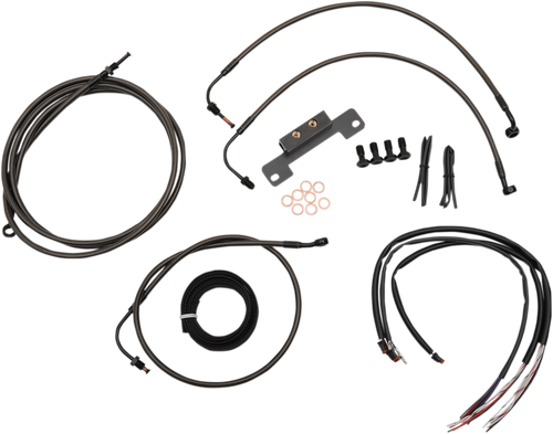 LA CHOPPERS LA-8012KT2-13M Complete Midnight Braided Cable Kit - 12"-14" Handlebars - '14-'15 FLHX - 12"-14" Handlebars '14-'15 FLHX