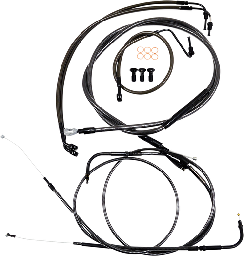 LA CHOPPERS LA-8050KT-13M Standard Midnight Braided Handlebar Cable/Brake Line Kit - 12"-14" Ape Hangers - '08-'13 FLTR - 12"-14" Ape Hangers '08-'13 FLTR