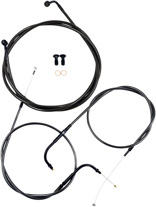 LA CHOPPERS LA-8210KT-13M Standard Midnight Braided Handlebar Cable/Brake Line Kit - 12"-14" Ape Hangers - '06-'17 FXDB/C - 12"-14" Ape Hangers '06-'17 FXDB/C