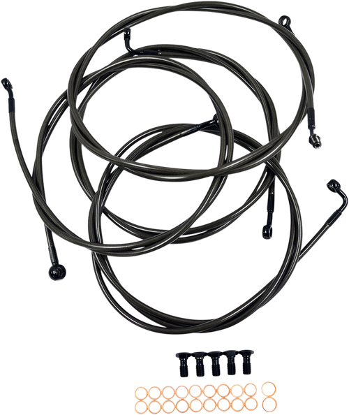 LA CHOPPERS LA-8052KT-13M Standard Midnight Braided Handlebar Cable/Brake Line Kit - 12"-14" Ape Hangers - '14-'16 FLH - 12"-14" Ape Hangers '14-'16 FLH