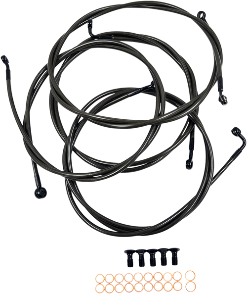 LA CHOPPERS LA-8052KT-16M Standard Midnight Braided Handlebar Cable/Brake Line Kit - 15"-17" Ape Hangers - '14-'16 FLH - 15"-17" Ape Hangers '14-'16 FLH