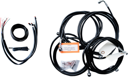 LA CHOPPERS LA-8053KT2-13B Complete Black Vinyl Braided Handlebar Cable/Brake Line Kit - 12"-14" Handlebars - '16 FLH - 12"-14" Handlebars '16 FLH