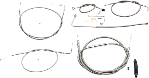 LA CHOPPERS LA-8151KT-13 Standard Stainless Braided Handlebar Cable/Brake Line Kit - 12"-14" Ape Hangers - '15-'17 FLS - 12"-14" Ape Hangers '15-'17 FLS