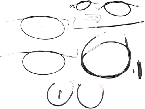 LA CHOPPERS LA-8151KT2A-13B Complete Black Vinyl Braided Handlebar Cable/Brake Line Kit - 12"-14" Handlebars - '15 FLS - 12"-14" Handlebars '15 FLS