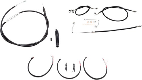 LA CHOPPERS LA-8151KT2B-08B Complete Black Vinyl Braided Handlebar Cable/Brake Line Kit - Mini Handlebars - '16-'17 FLS - Mini Handlebars '16-'17 FLS