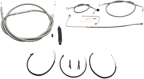 LA CHOPPERS LA-8151KT2B-19 Complete Stainless Braided Handlebar Cable/Brake Line Kit - 18"-20" Handlebars - '16-'17 FLS - 18"-20" Handlebars '16-'17 FLS