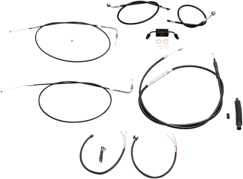 LA CHOPPERS LA-8211KT2-13B Complete Black Vinyl Braided Handlebar Cable/Brake Line Kit - 12"-14" Handlebars - '12-'17 FXDB/C - 12"-14" Handlebars '12-'17 FXDB/C