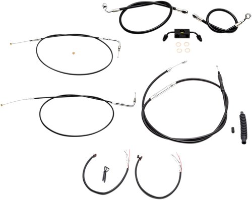 LA CHOPPERS LA-8321KT2-16B Complete Black Vinyl Braided Handlebar Cable/Brake Line Kit - 15"-17" Handlebars - '13-'22 Sportster - 15"-17" Handlebars '13-'22 Sportster