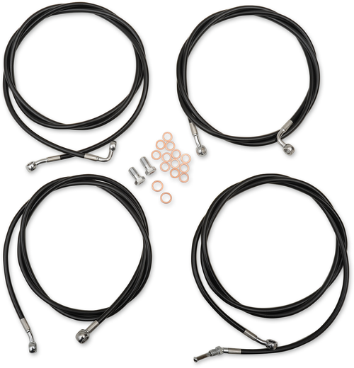LA CHOPPERS LA-8054KT-13B Standard Black Vinyl Handlebar Cable/Brake Line Kit - 12"-14" Ape Hangers - '17-'20 FL - 12"-14" Ape Hangers '17-'20 FL