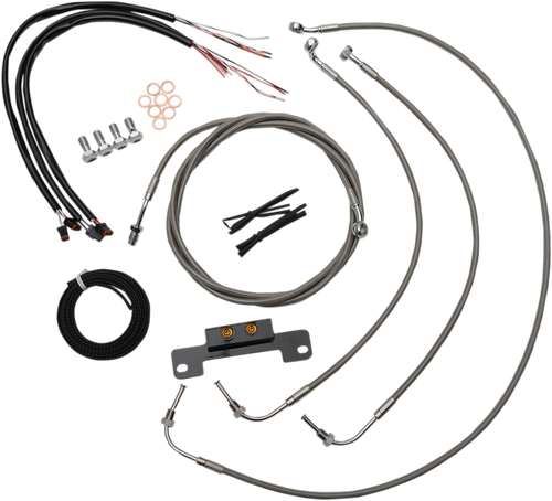 LA CHOPPERS LA-8055KT2-16 Complete Stainless Braided Handlebar Cable/Brake Line Kit - 15"-17" Handlebars - '17-'20 Touring - 15"-17" Handlebars '17-'20 Touring