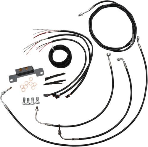 LA CHOPPERS LA-8055KT2-19B Complete Black Vinyl Braided Handlebar Cable/Brake Line Kit - 18"-20" Handlebars - '17-'20 Touring - 18"-20" Handlebars '17-'20 Touring