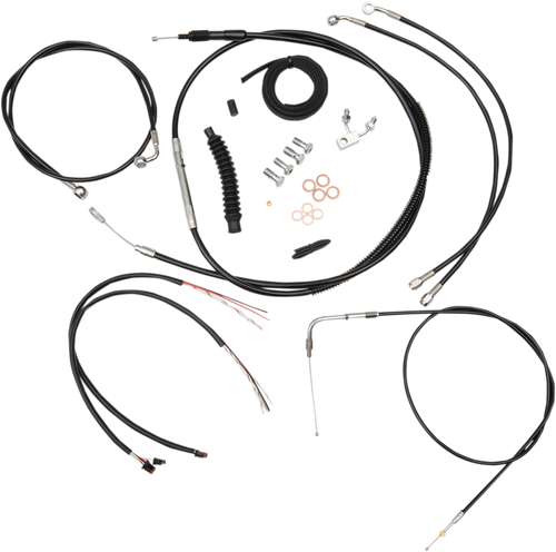 LA CHOPPERS LA-8123KT2-16B Complete Black Vinyl Braided Handlebar Cable/Brake Line Kit - 15"-17" Handlebars - '16-'17 FXSB - 15"-17" Handlebars '16-'17 FXSB