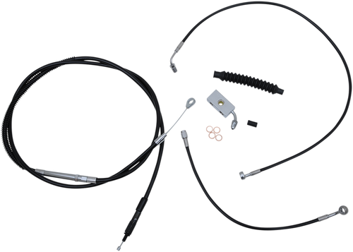 LA CHOPPERS LA-8152KT-13B Complete Black Vinyl Braided Handlebar Cable/Brake Line Kit - 12"-14" Handlebars - '18-'22 Softail - 12"-14" Handlebars '18-'22 Softail