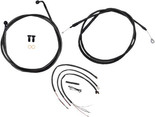 LA CHOPPERS LA-8153KT2-13M Complete Midnight Braided Cable Kit - 12"-14" Handlebars - '18-'19 Softail - 12"-14" Handlebars '18-'19 Softail