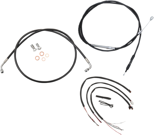 LA CHOPPERS LA-8153KT2-16B Complete Black Vinyl Braided Handlebar Cable/Brake Line Kit - 15"-17" Handlebars - '18-'22 Softail - 15"-17" Handlebars '18-'22 Softail