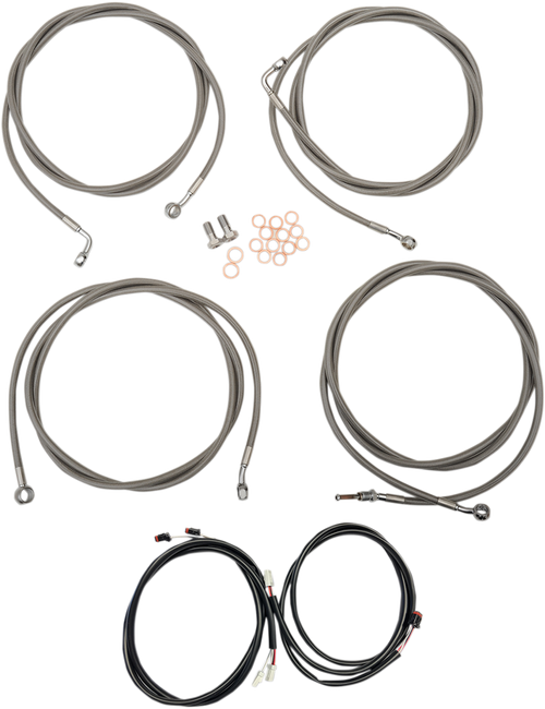 LA CHOPPERS LA-8054KT3-13 Complete Plug-and-Play Cable Kit - 12" - 14" Handlebars - '17-'20 Touring - ABS - Stainless - 12" 14" Handlebars '17-'20 Touring ABS Stainless