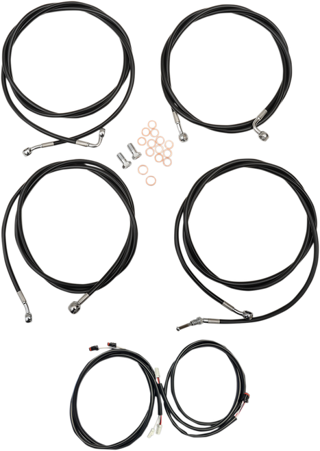 LA CHOPPERS LA-8054KT3-16B Complete Plug-and-Play Cable Kit - 15" - 17" Handlebars - '17-'20 Touring - ABS - Black - 15" 17" Handlebars '17-'20 Touring ABS Black