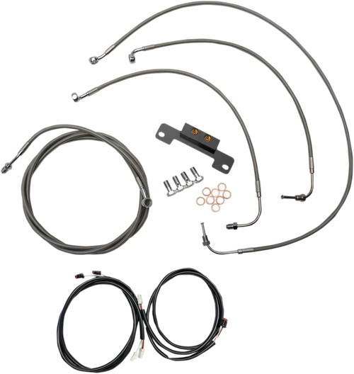 LA CHOPPERS LA-8055KT3-13 Complete Plug-and-Play Cable Kit - 12" - 14" Handlebars - '17-'19 Touring - Stainless - 12" 14" Handlebars '17-'19 Touring Stainless