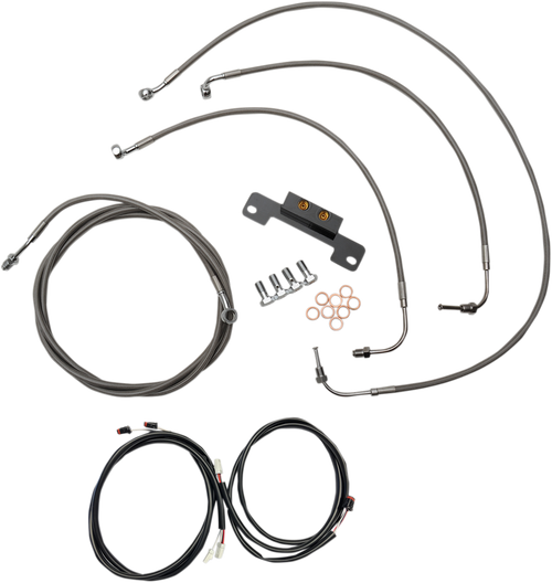 LA CHOPPERS LA-8055KT3-16 Complete Plug-and-Play Cable Kit - 15" - 17" Handlebars - '17-'19 Touring - Stainless - 15" 17" Handlebars '17-'19 Touring Stainless