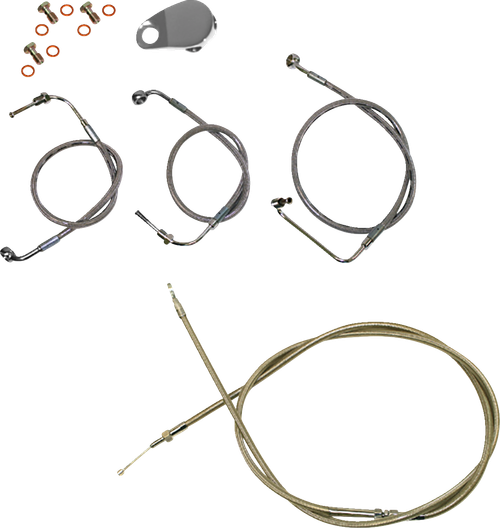 LA CHOPPERS LA-8155KT-13 Standard Stainless Braided Handlebar Cable/Brake Line Kit - 12"-14" Ape Hangers - '18-'24 Softail - 12"-14" Ape Hangers '18-'24 Softail