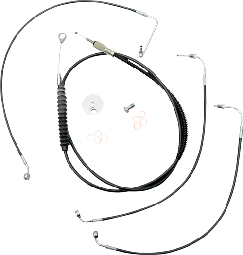 LA CHOPPERS LA-8155KT-13B Standard Black Vinyl Handlebar Cable/Brake Line Kit - 12"-14" Ape Hangers - '18-'24 Softail - 12"-14" Ape Hangers '18-'24 Softail