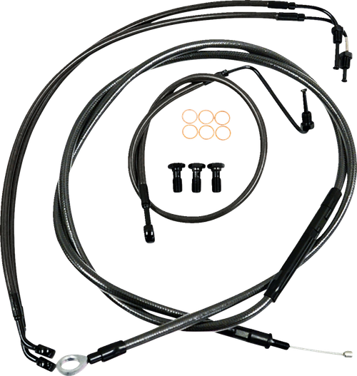 LA CHOPPERS LA-8155KT-13M Standard Midnight Braided Handlebar Cable/Brake Line Kit - 12"-14" Ape Hangers - '18-'24 Softail - 12"-14" Ape Hangers '18-'24 Softail