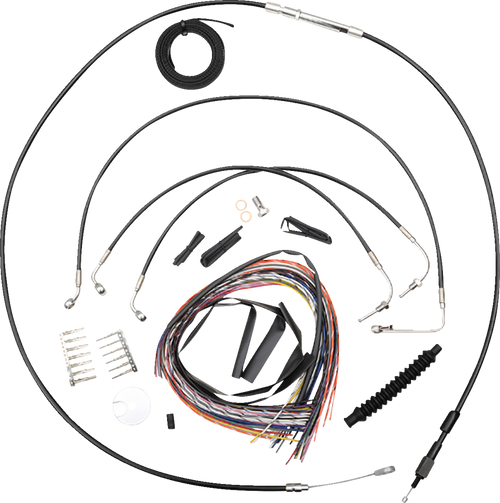 LA CHOPPERS LA-8155KT2-13B Complete Black Vinyl Braided Handlebar Cable/Brake Line Kit - 12"-14" Handlebars - '18-'24 Softail - 12"-14" Handlebars '18-'24 Softail