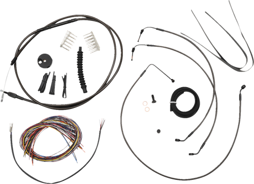 LA CHOPPERS LA-8155KT2-13M Complete Midnight Braided Cable Kit - Quick Connect - 12"-14" Handlebars - ABS - '18-'24 Softail - Quick Connect 12"-14" Handlebars ABS '18-'24 Softail