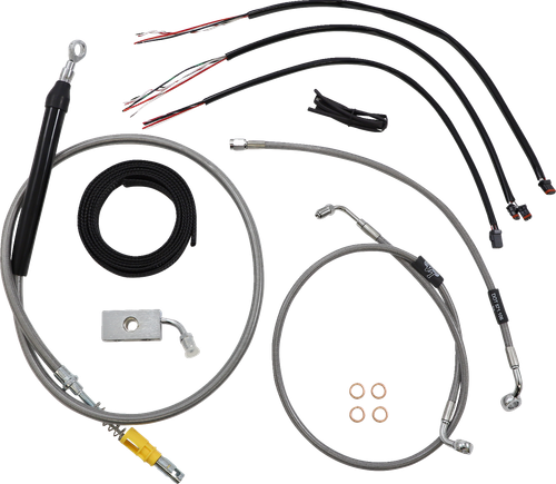 LA CHOPPERS LA-8155KT2-16 Complete Stainless Braided Handlebar Cable/Brake Line Kit - 15"-17" Handlebars - '18-'24 Softail - 15"-17" Handlebars '18-'24 Softail
