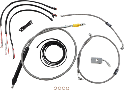 LA CHOPPERS LA-8155KT2-19 Complete Stainless Braided Handlebar Cable/Brake Line Kit - 18"-20" Handlebars - '18-'24 Softail - 18"-20" Handlebars '18-'24 Softail