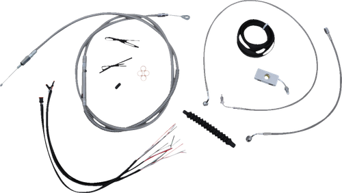 LA CHOPPERS LA-8156KT2-13 Complete Stainless Braided Handlebar Cable/Brake Line Kit - 12"-14" Handlebars - '18-'24 Softail - 12"-14" Handlebars '18-'24 Softail