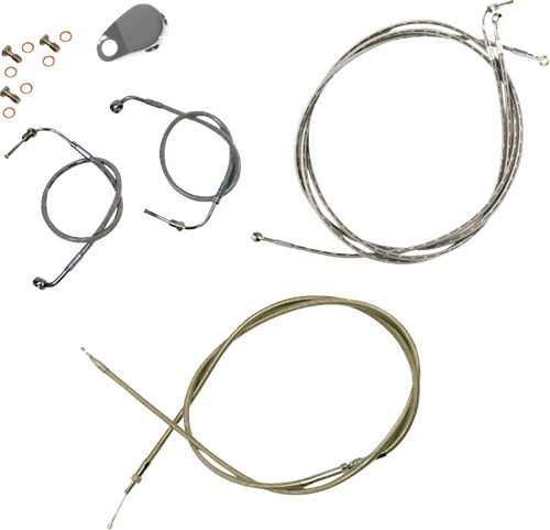LA CHOPPERS LA-8157KT-08 Standard Stainless Braided Handlebar Cable/Brake Line Kit - Mini Ape Hangers - '18-'24 Softail - Mini Ape Hangers '18-'24 Softail
